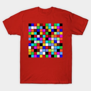 Checkerboard Color Blocks Abstract Pattern T-Shirt